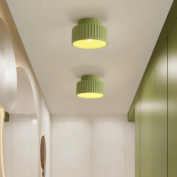 Ceiling Light Resin 9.8 in Vintage Cream Semi Flush Mount Indoor Lighting Bedroom Living Room Hallway Lamp | Kalsten