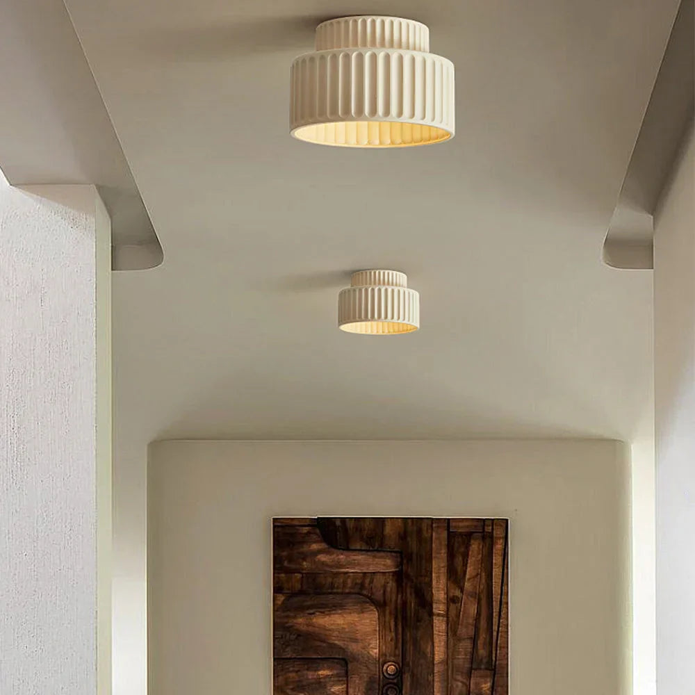 Ceiling Light Resin 9.8 in Vintage Cream Semi Flush Mount Indoor Lighting Bedroom Living Room Hallway Lamp | Kalsten