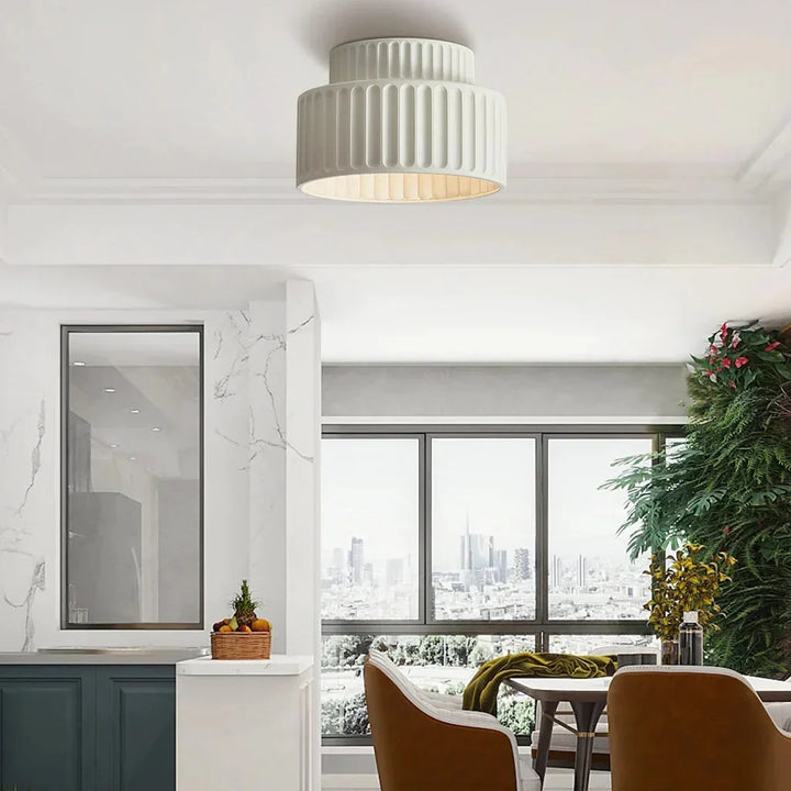 Ceiling Light Resin 9.8 in Vintage Cream Semi Flush Mount Indoor Lighting Bedroom Living Room Hallway Lamp | Kalsten