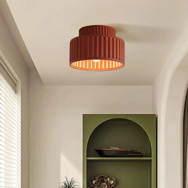 Ceiling Light Resin 9.8 in Vintage Cream Semi Flush Mount Indoor Lighting Bedroom Living Room Hallway Lamp | Kalsten