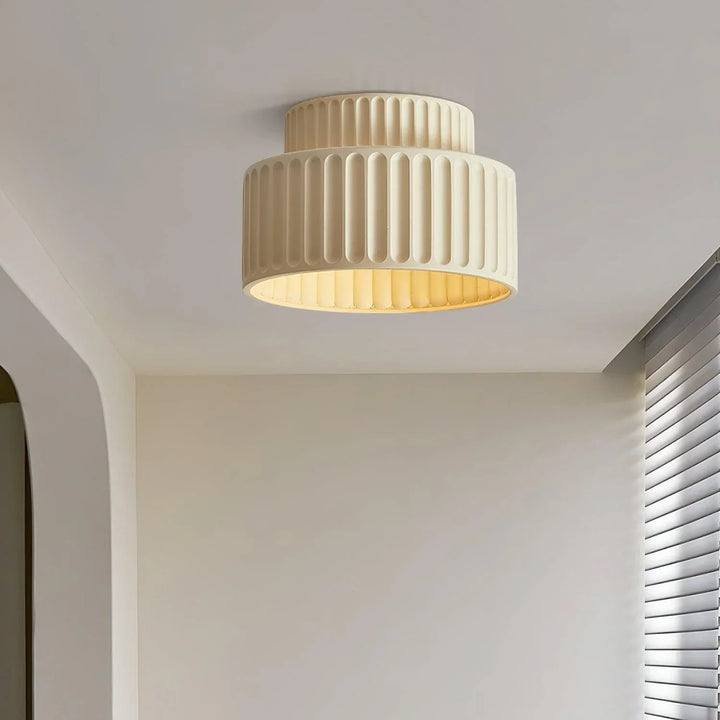 Ceiling Light Resin 9.8 in Vintage Cream Semi Flush Mount Indoor Lighting Bedroom Living Room Hallway Lamp | Kalsten