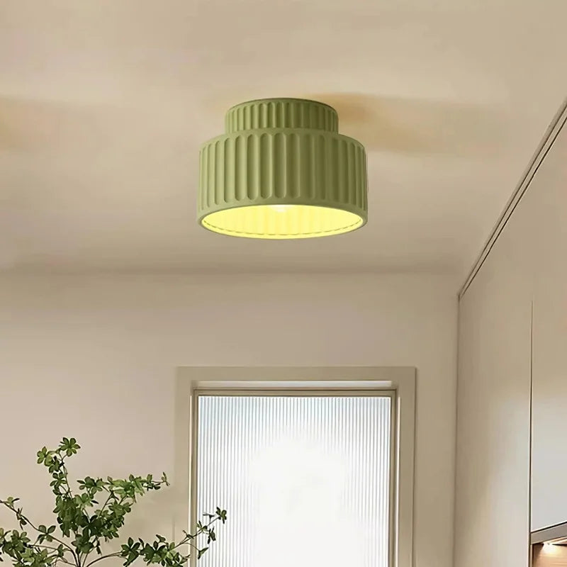 Ceiling Light Resin 9.8 in Vintage Cream Semi Flush Mount Indoor Lighting Bedroom Living Room Hallway Lamp | Kalsten