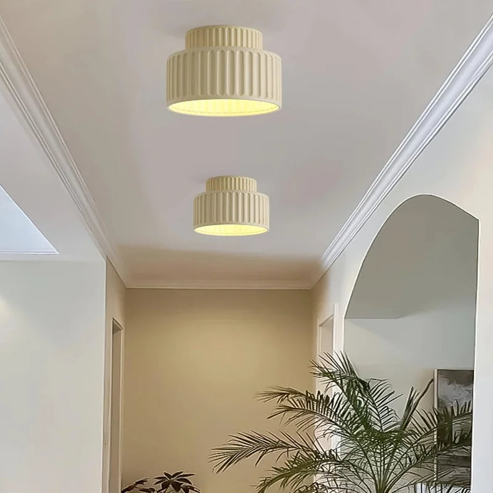 Ceiling Light Resin 9.8 in Vintage Cream Semi Flush Mount Indoor Lighting Bedroom Living Room Hallway Lamp | Kalsten