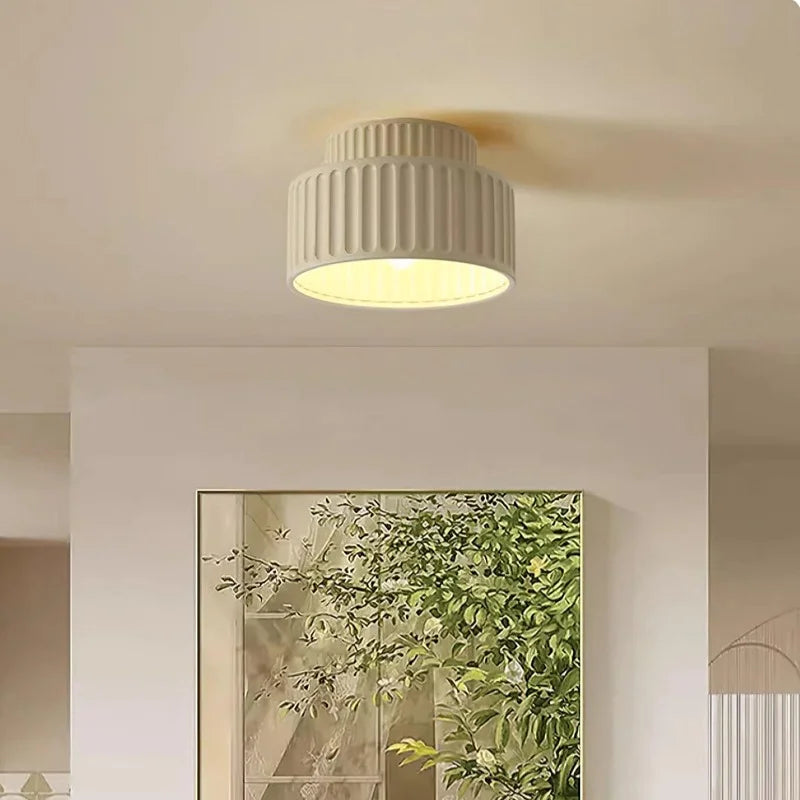 Ceiling Light Resin 9.8 in Vintage Cream Semi Flush Mount Indoor Lighting Bedroom Living Room Hallway Lamp | Kalsten