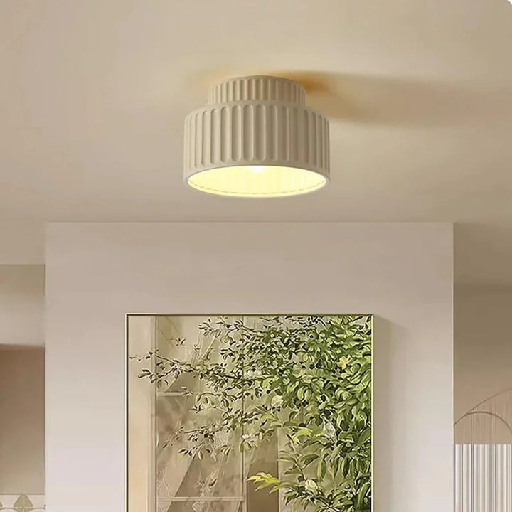 Ceiling Light Resin 9.8 in Vintage Cream Semi Flush Mount Indoor Lighting Bedroom Living Room Hallway Lamp | Kalsten