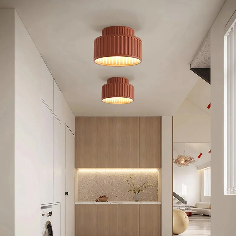 Ceiling Light Resin 9.8 in Vintage Cream Semi Flush Mount Indoor Lighting Bedroom Living Room Hallway Lamp | Kalsten