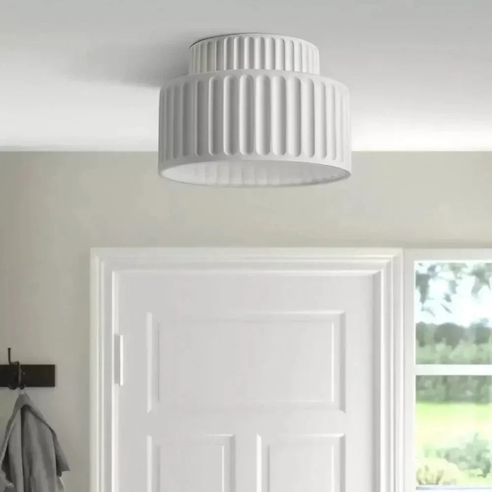 Ceiling Light Resin 9.8 in Vintage Cream Semi Flush Mount Indoor Lighting Bedroom Living Room Hallway Lamp | Kalsten