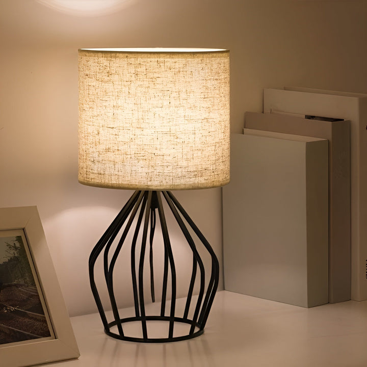 Elegant Table Lamp with Linen Shade and Metal Base – Perfect Lighting Noxord