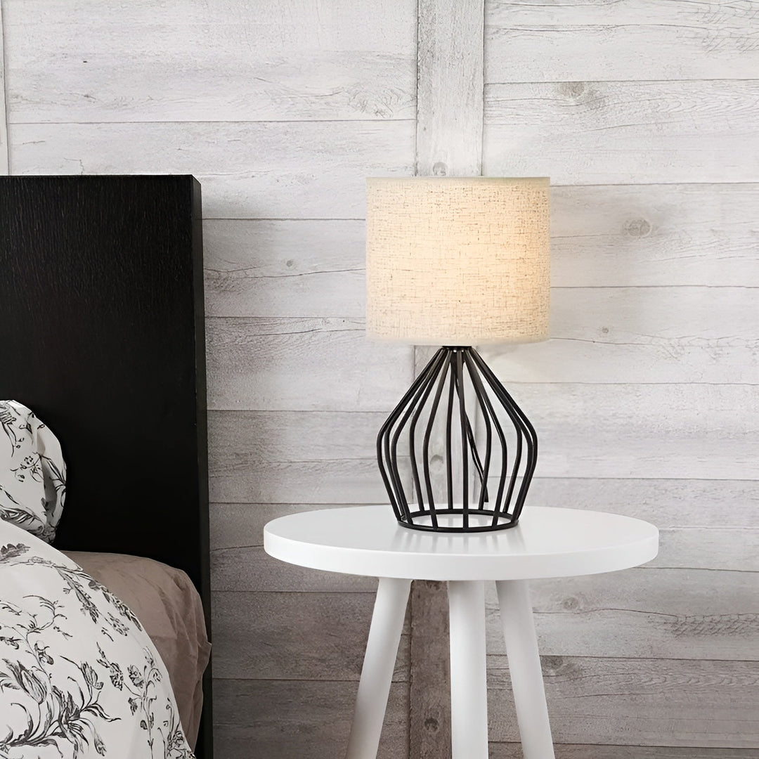 Elegant Table Lamp with Linen Shade and Metal Base – Perfect Lighting Noxord