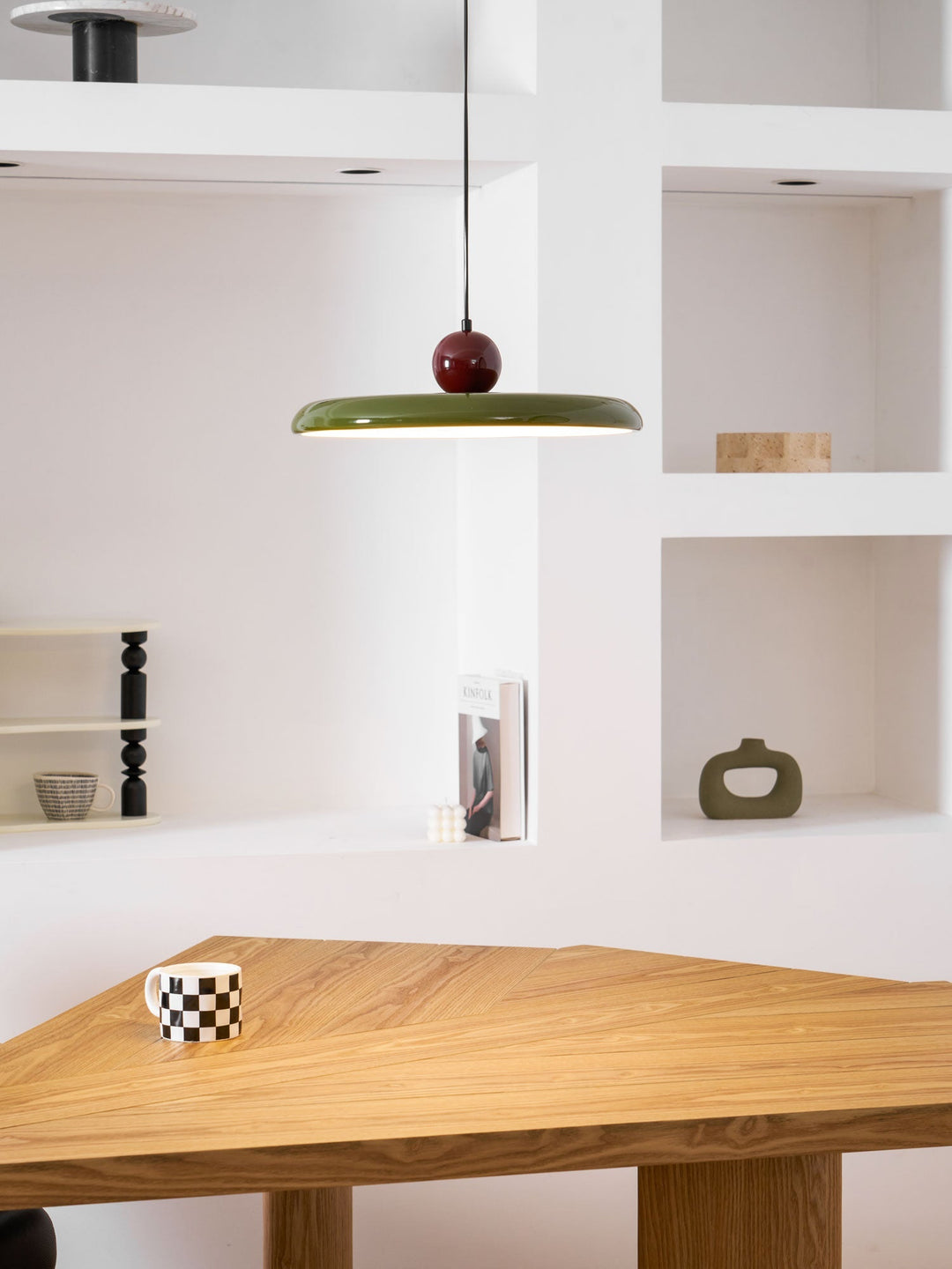 Metal Pendant Ceiling Light 11.8 in Round Disk Warm LED Indoor Dining Room Kitchen Island Hanging Fixture | Kalsten