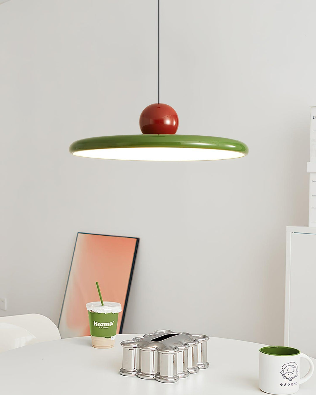 Metal Pendant Ceiling Light 11.8 in Round Disk Warm LED Indoor Dining Room Kitchen Island Hanging Fixture | Kalsten