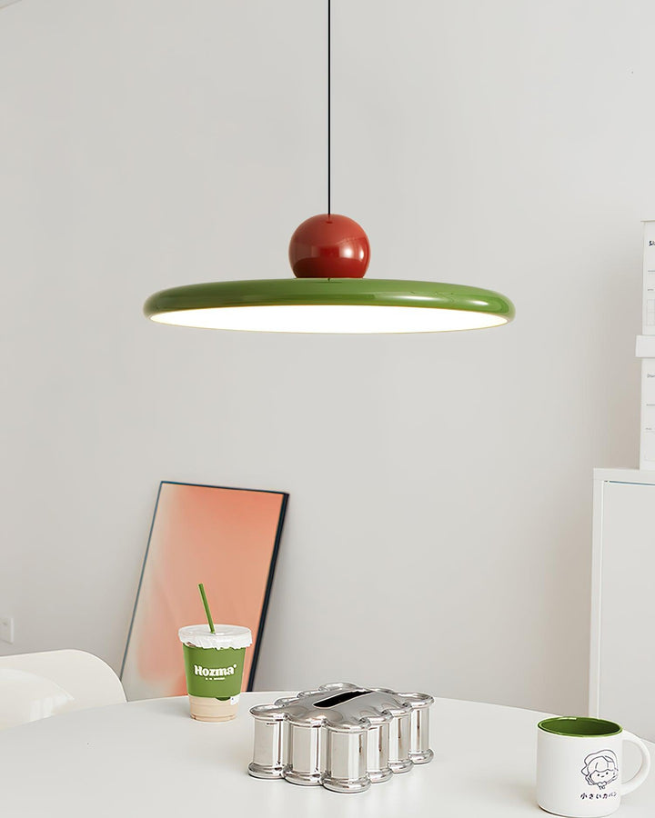 Metal Pendant Ceiling Light 11.8 in Round Disk Warm LED Indoor Dining Room Kitchen Island Hanging Fixture | Kalsten