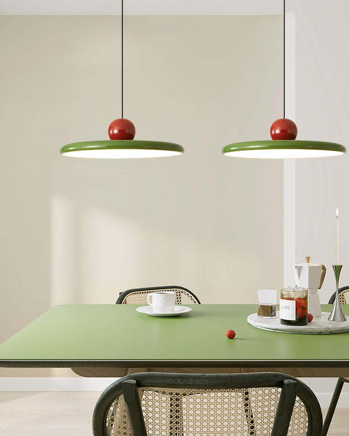 Metal Pendant Ceiling Light 11.8 in Round Disk Warm LED Indoor Dining Room Kitchen Island Hanging Fixture | Kalsten