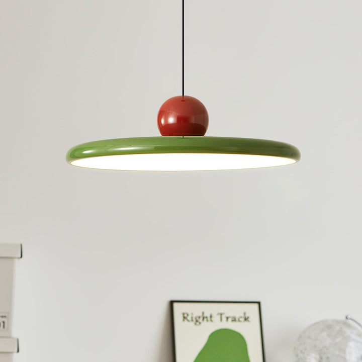 Metal Pendant Ceiling Light 11.8 in Round Disk Warm LED Indoor Dining Room Kitchen Island Hanging Fixture | Kalsten