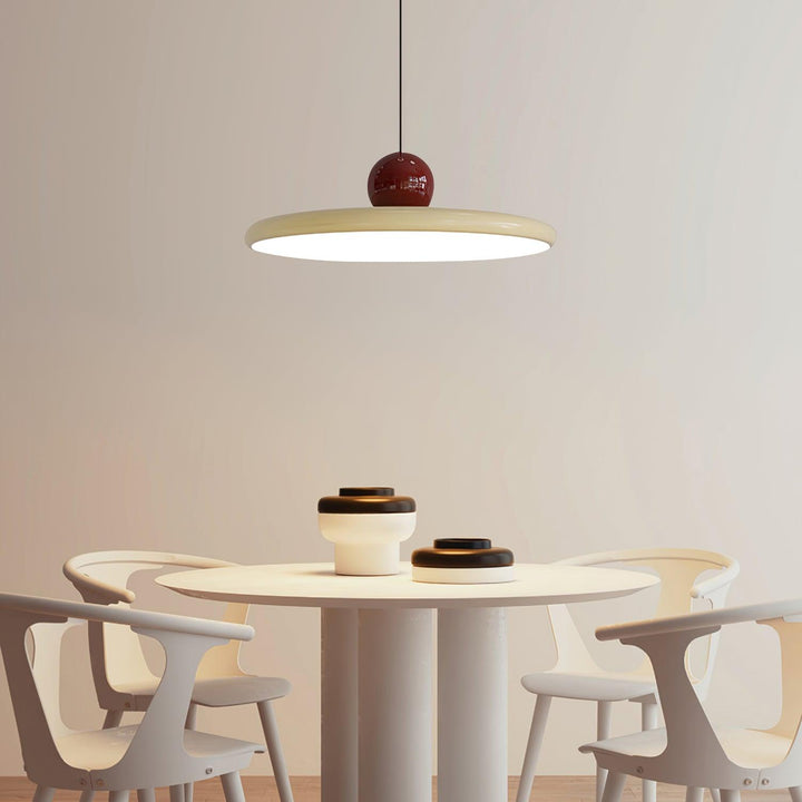 Metal Pendant Ceiling Light 11.8 in Round Disk Warm LED Indoor Dining Room Kitchen Island Hanging Fixture | Kalsten