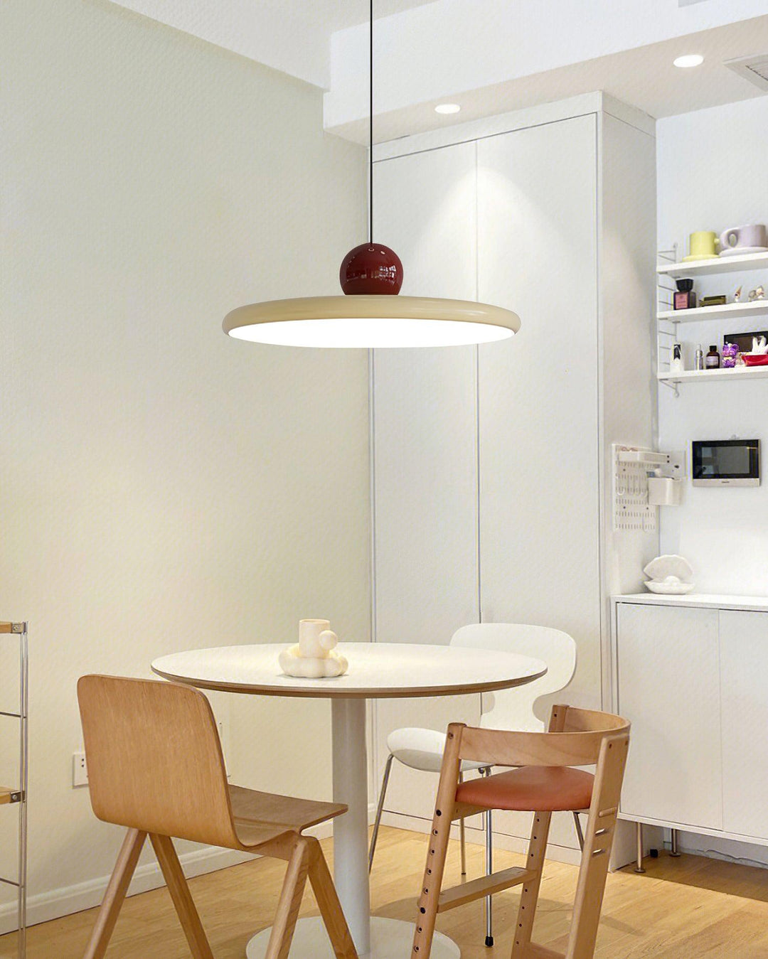 Metal Pendant Ceiling Light 11.8 in Round Disk Warm LED Indoor Dining Room Kitchen Island Hanging Fixture | Kalsten