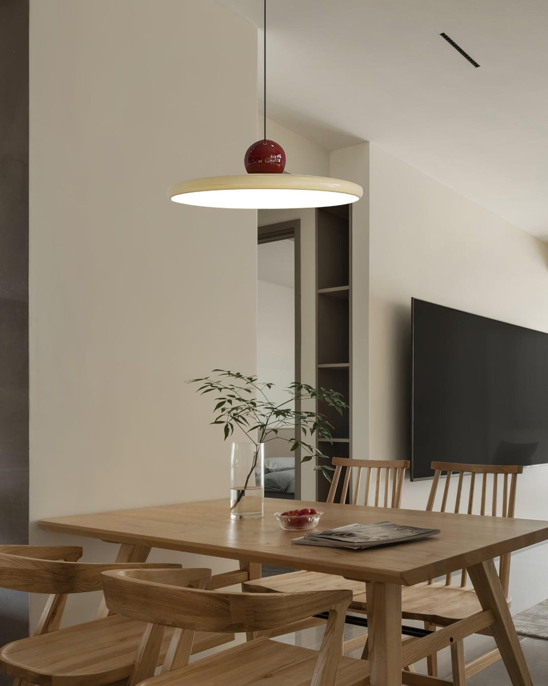 Metal Pendant Ceiling Light 11.8 in Round Disk Warm LED Indoor Dining Room Kitchen Island Hanging Fixture | Kalsten