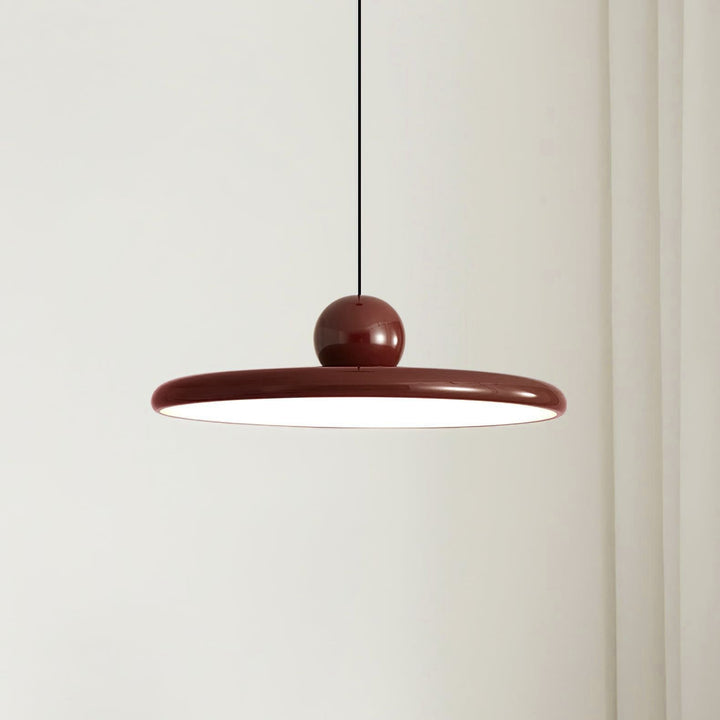 Metal Pendant Ceiling Light 11.8 in Round Disk Warm LED Indoor Dining Room Kitchen Island Hanging Fixture | Kalsten
