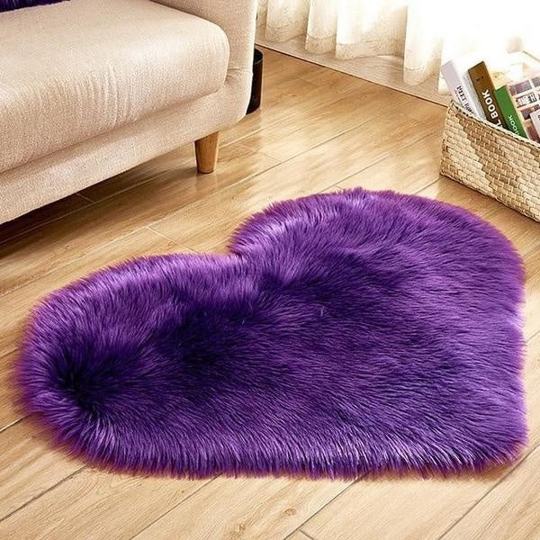 Love Heart Shaped Faux Sheepskin Fur Rug | Kalsten