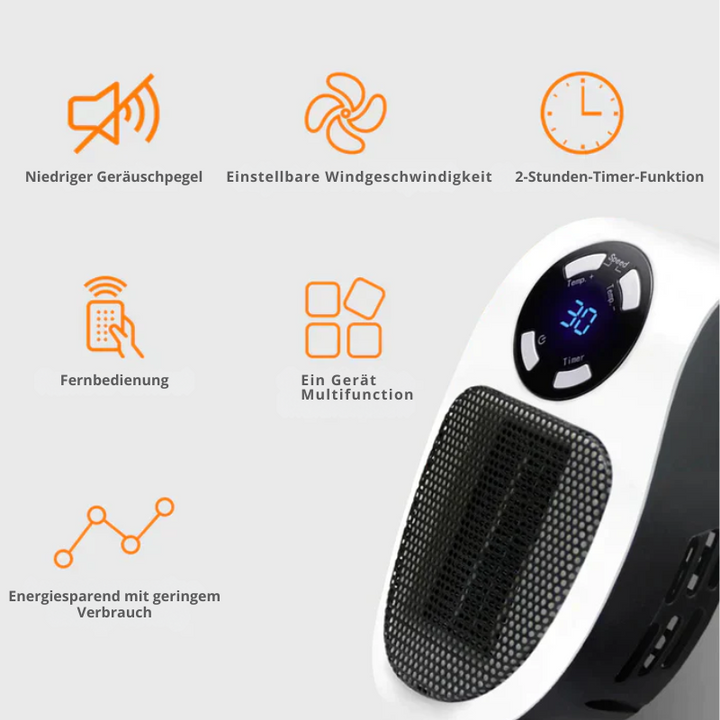 Electric heater with thermostat - Energy-efficient room heating, fast heating function, ideal for indoor use, overheat protection, compact and portable | Noxord