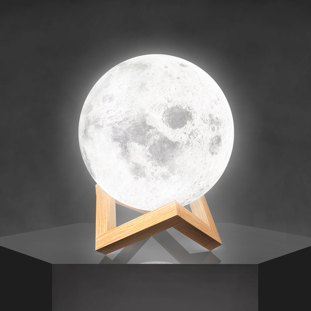 3D Moon Lamp with Wooden Base Noxord