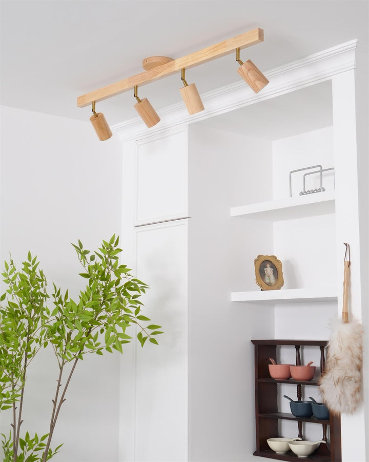 Track Lighting Wood Metal 16.5 in Plug-In LED Ceiling Wall Fixture Warm White Living Room Accent Lighting | Kalsten