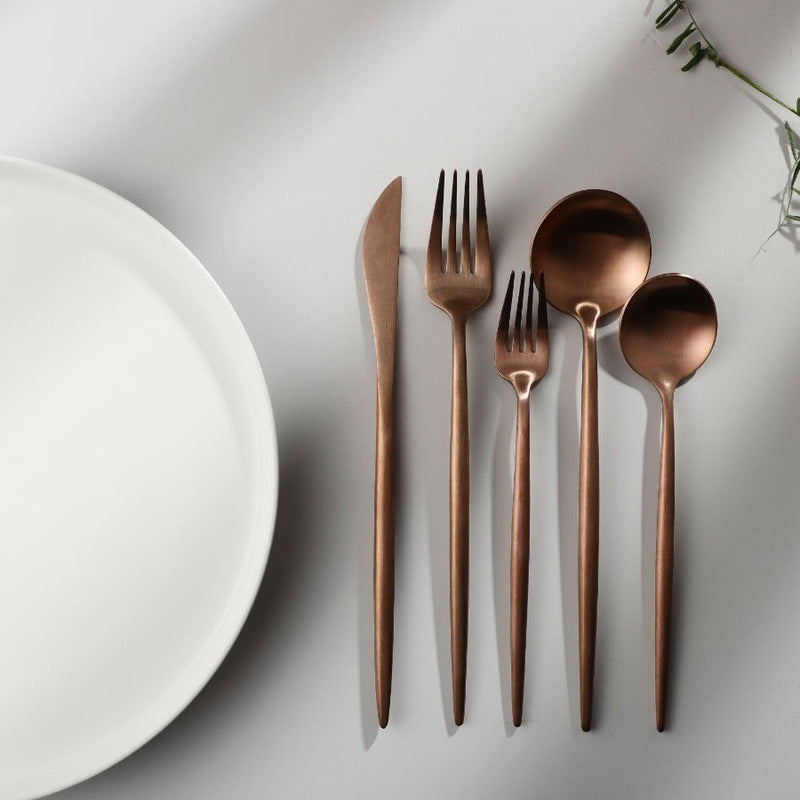 Minimalist Luxury Cutlery Set – 20 pieces, Titanium & Stainless Steel Noxord