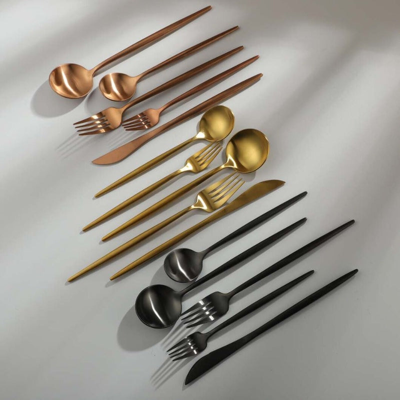 Minimalist Luxury Cutlery Set – 20 pieces, Titanium & Stainless Steel Noxord