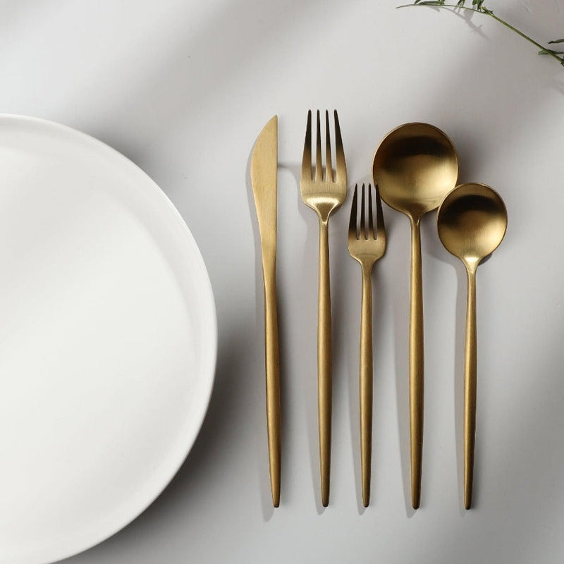 Minimalist Luxury Cutlery Set – 20 pieces, Titanium & Stainless Steel Noxord