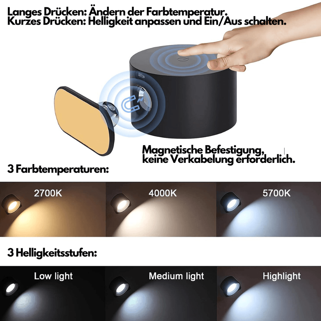 Rechargeable Wireless Wall Lamp – 360° Adjustable