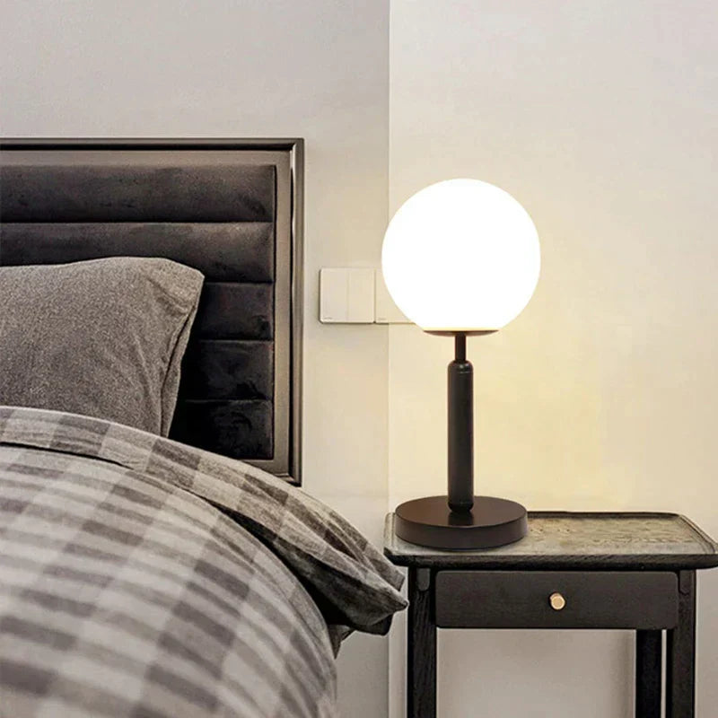 Stylish Brass & Glass LED Table Lamp – GlowSphere Noxord