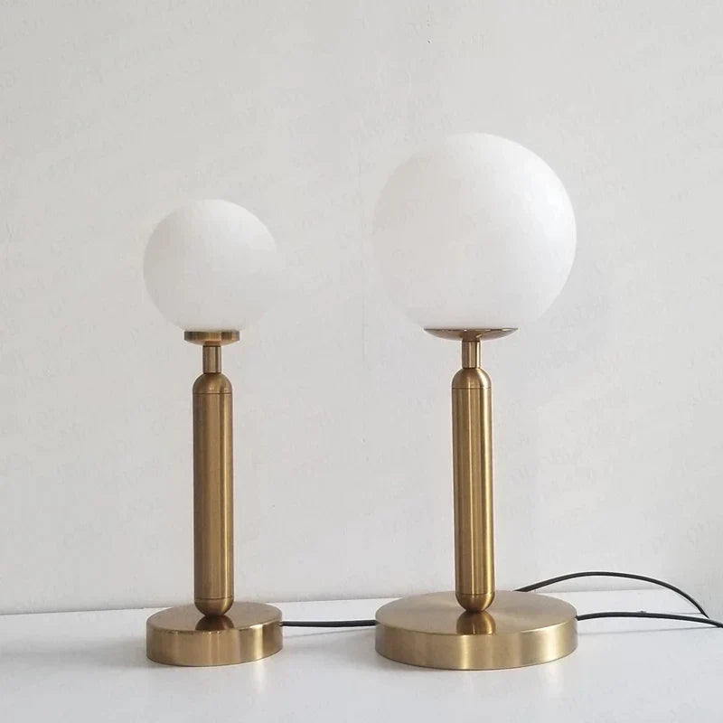 Stylish Brass & Glass LED Table Lamp – GlowSphere Noxord