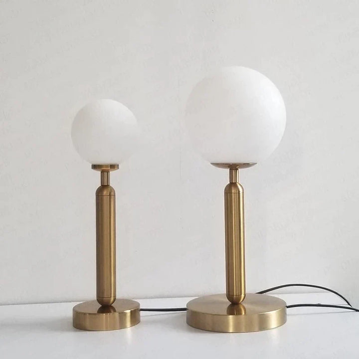 Stylish Brass & Glass LED Table Lamp – GlowSphere Noxord