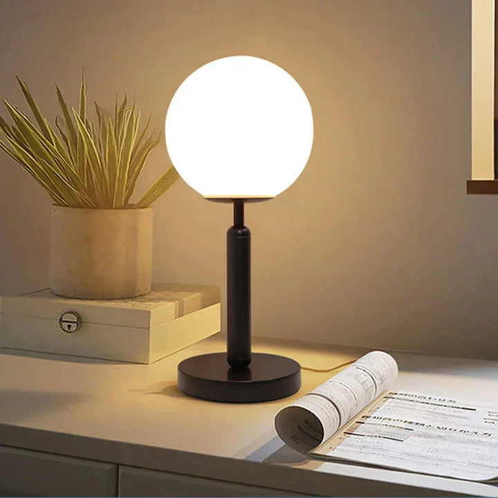 Stylish Brass & Glass LED Table Lamp – GlowSphere Noxord