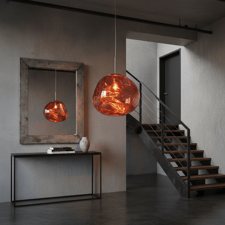 Modern Lava Pendant Lamp 7 in Copper Chrome Gold Ceiling Dining Lighting Mirror Effect Hanging Fixture | Kalsten