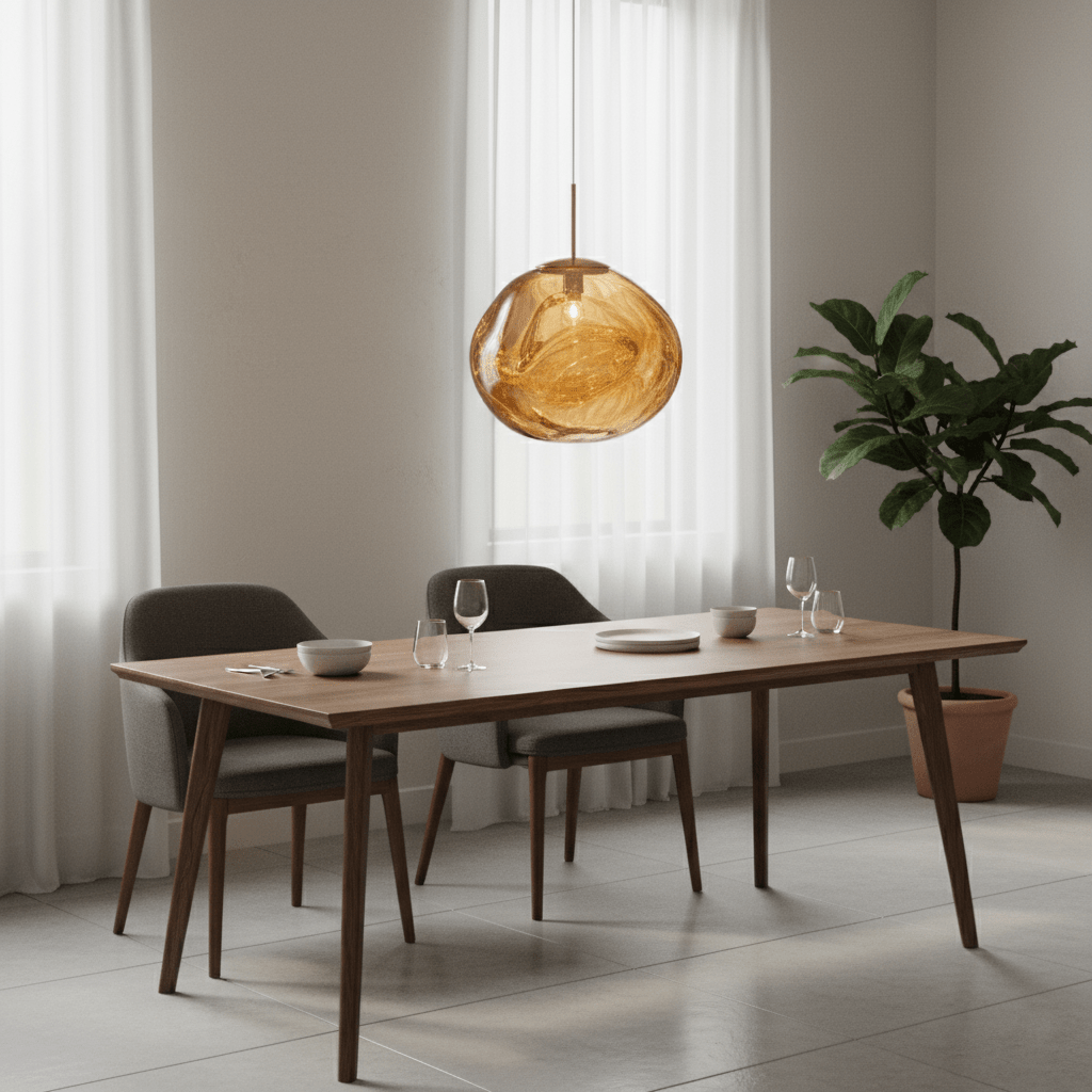Modern Lava Pendant Lamp 7 in Copper Chrome Gold Ceiling Dining Lighting Mirror Effect Hanging Fixture | Kalsten