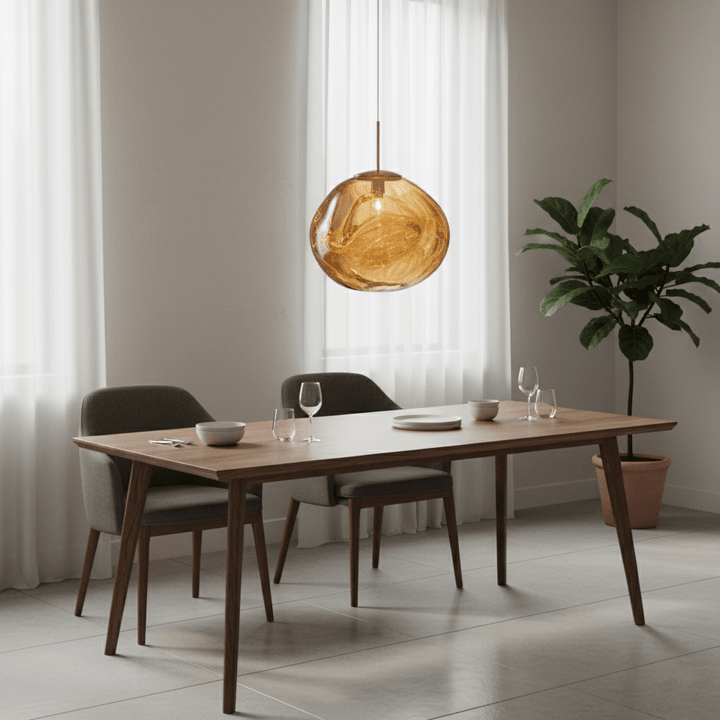 Modern Lava Pendant Lamp 7 in Copper Chrome Gold Ceiling Dining Lighting Mirror Effect Hanging Fixture | Kalsten