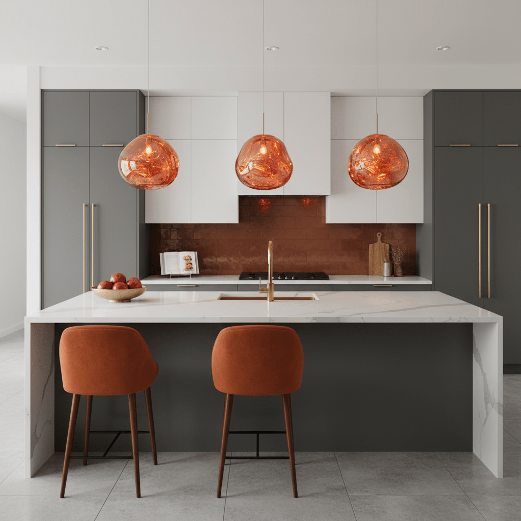 Modern Lava Pendant Lamp 7 in Copper Chrome Gold Ceiling Dining Lighting Mirror Effect Hanging Fixture | Kalsten