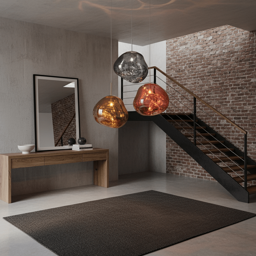 Modern Lava Pendant Lamp 7 in Copper Chrome Gold Ceiling Dining Lighting Mirror Effect Hanging Fixture | Kalsten