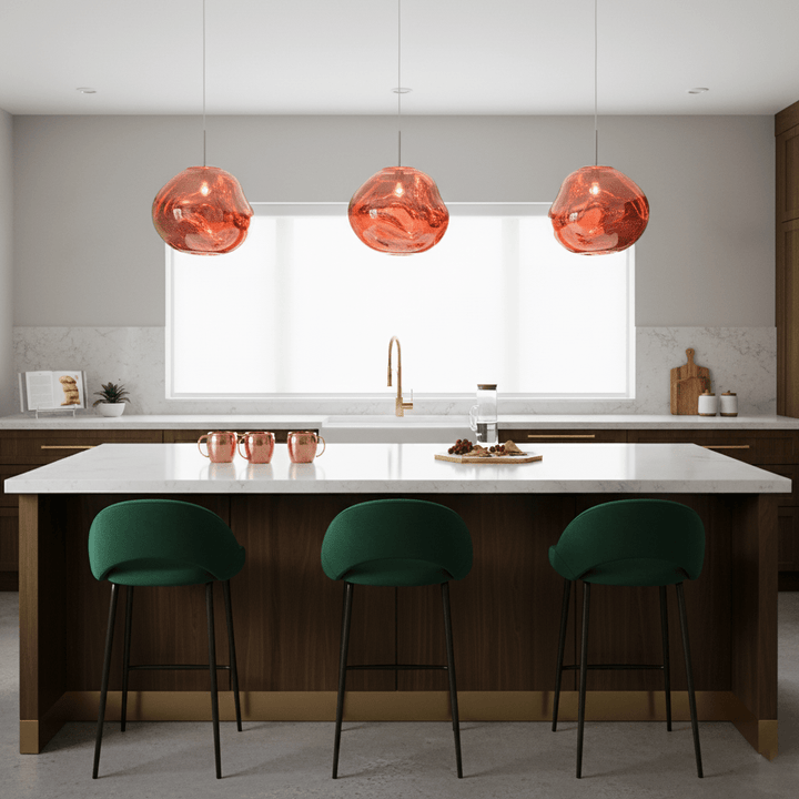 Modern Lava Pendant Lamp 7 in Copper Chrome Gold Ceiling Dining Lighting Mirror Effect Hanging Fixture | Kalsten