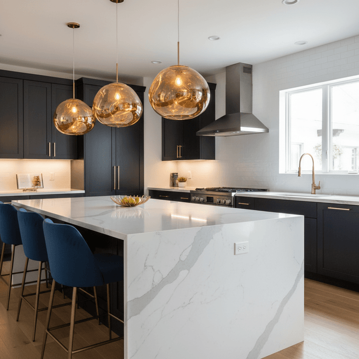 Modern Lava Pendant Lamp 7 in Copper Chrome Gold Ceiling Dining Lighting Mirror Effect Hanging Fixture | Kalsten