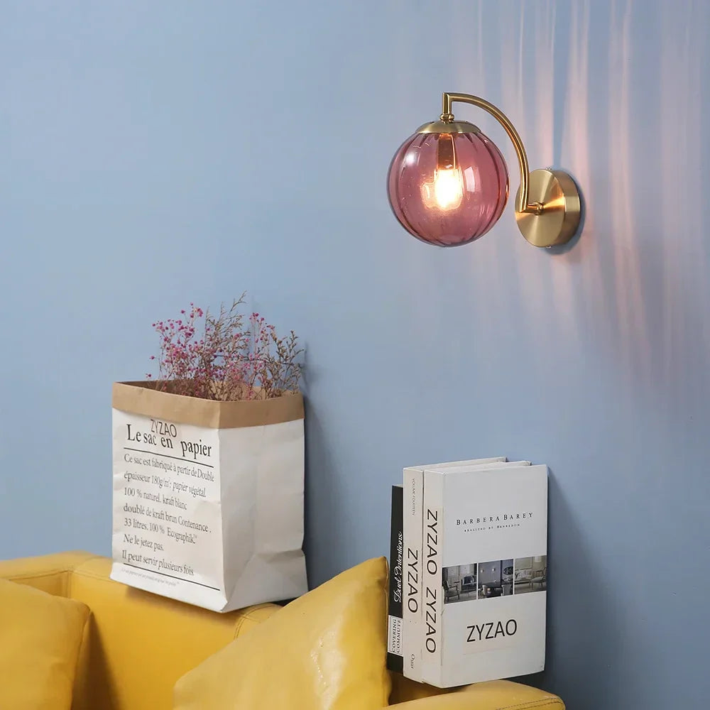 Moderne LED-Wandlampe aus farbigem Glas, nordische minimalistische Wohnzimmer-Schlafzimmer-Wandleuchte, Esszimmer-Küchen-Innenleuchte