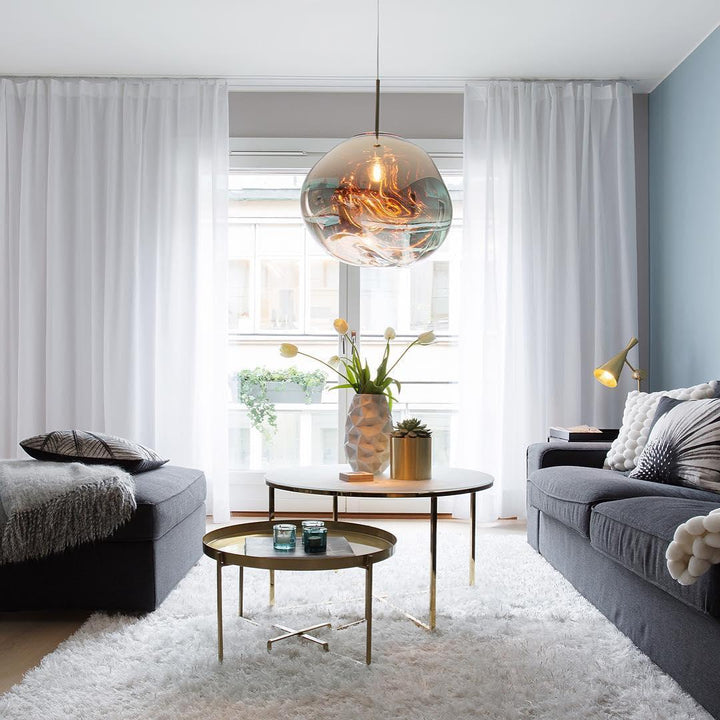 Modern Lava Pendant Lamp 7 in Copper Chrome Gold Ceiling Dining Lighting Mirror Effect Hanging Fixture | Kalsten