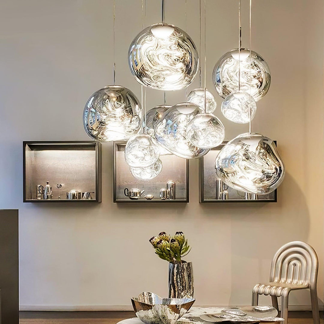 Modern Lava Pendant Lamp 7 in Copper Chrome Gold Ceiling Dining Lighting Mirror Effect Hanging Fixture | Kalsten