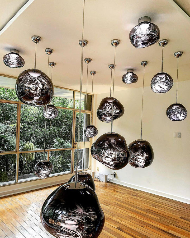 Modern Lava Pendant Lamp 7 in Copper Chrome Gold Ceiling Dining Lighting Mirror Effect Hanging Fixture | Kalsten
