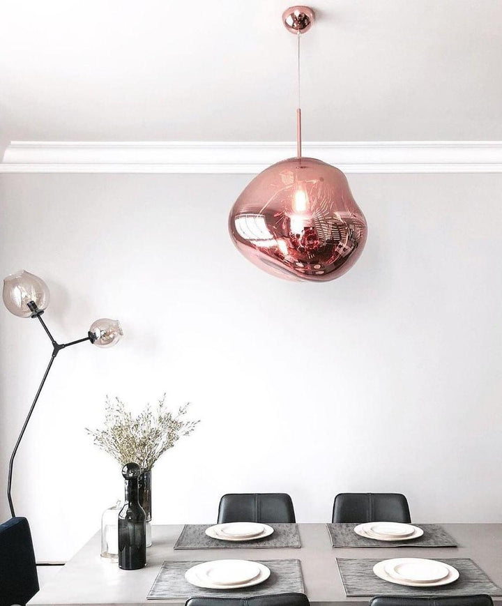 Modern Lava Pendant Lamp 7 in Copper Chrome Gold Ceiling Dining Lighting Mirror Effect Hanging Fixture | Kalsten