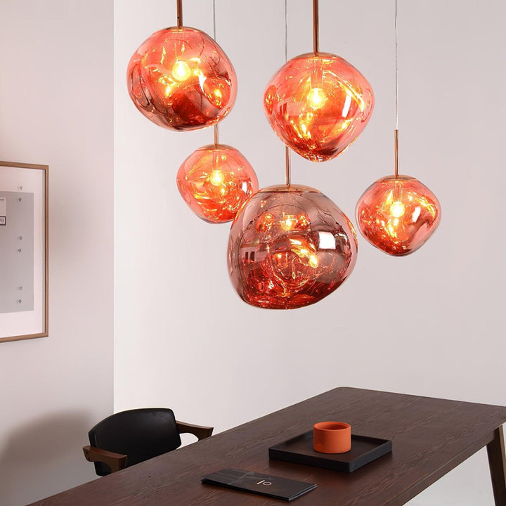 Modern Lava Pendant Lamp 7 in Copper Chrome Gold Ceiling Dining Lighting Mirror Effect Hanging Fixture | Kalsten