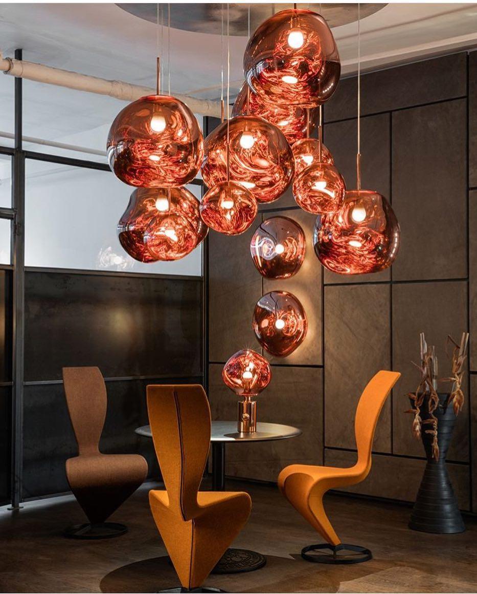 Modern Lava Pendant Lamp 7 in Copper Chrome Gold Ceiling Dining Lighting Mirror Effect Hanging Fixture | Kalsten