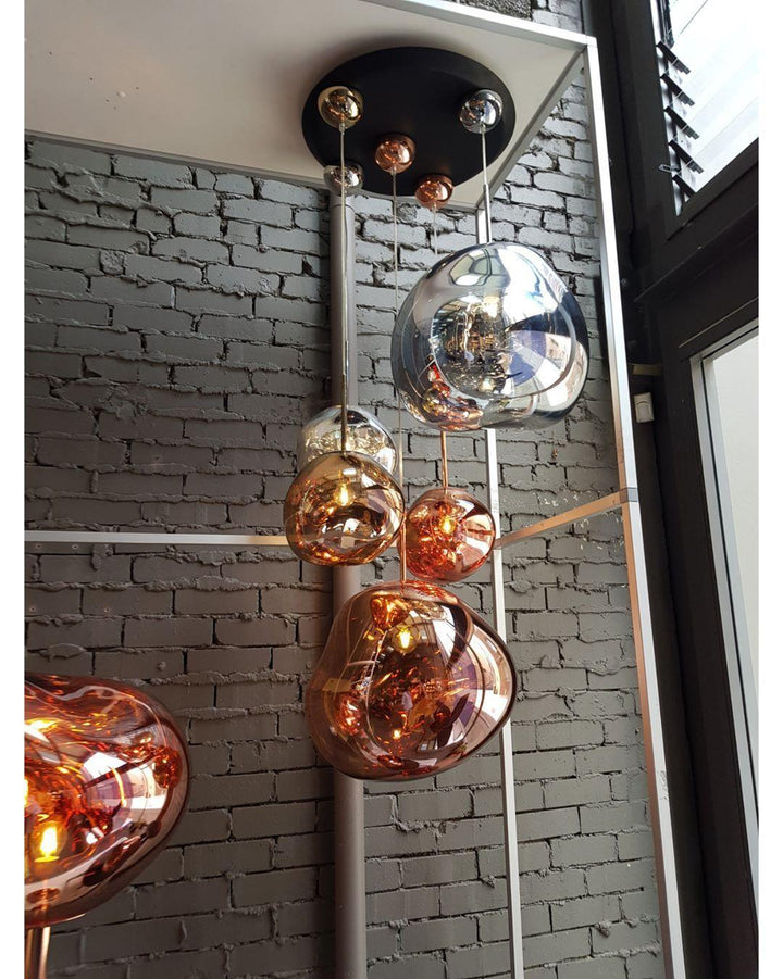 Modern Lava Pendant Lamp 7 in Copper Chrome Gold Ceiling Dining Lighting Mirror Effect Hanging Fixture | Kalsten