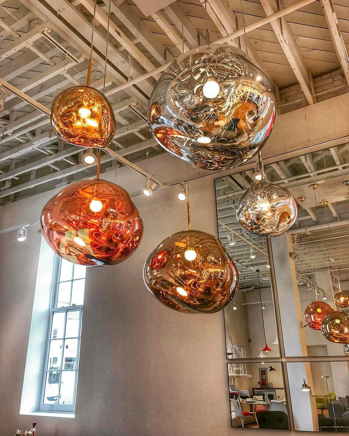 Modern Lava Pendant Lamp 7 in Copper Chrome Gold Ceiling Dining Lighting Mirror Effect Hanging Fixture | Kalsten